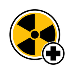 Radiotherapy, radioactive sign with medical symbol, illustration of radiology icon vector