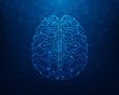 technology digital artificial intelligenc brain circuit on blue background. vector illustration hi-tech design. creative thinking idea concept.