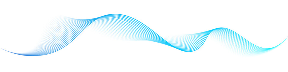 Leinwandbilder - Abstract vector wavy lines flowing blue gradient color smooth wave isolated on transparent background. Dynamic sound wave, equalizer. 
