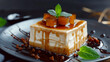 Delicious sweet dessert with caramel for real gourmets