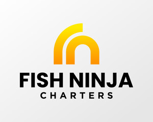 Wall Mural - Letter FN monogram sport fishing logo design.
