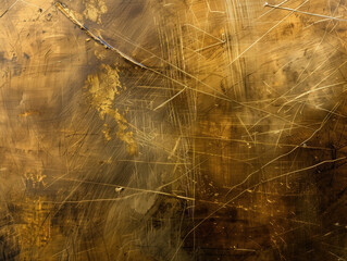 A textured background is formed by abstract gold grunge with scratched and brushed metal elements.