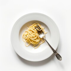 Wall Mural - A plate of spaghetti with a fork and knife