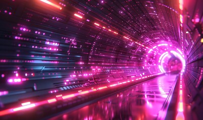 Wall Mural - visualization of data streams in a data network arranged in circular lines, abstract background crea