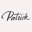 Patrick. English name handwritten inscription. hand drawn lettering. High quality calligraphy card. Vector illustration.