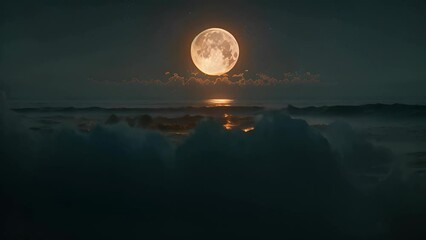 serene moonlit night over tranquil ocean waves