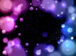 Purple bright light effect with particles and glitters, blur flares, glowing dust light, magic overlay frame design