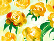 Abstract yellow flowers, original hand drawn, impressionism style, color texture, brush strokes of paint