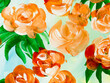 Abstract orange and red flowers, original hand drawn, impressionism style, color texture, brush strokes of paint, art background.