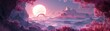 A fantasy landscape is shown with a pink magical forest and a stone arch, inviting viewers into a magical realm 8K , high-resolution, ultra HD,up32K HD