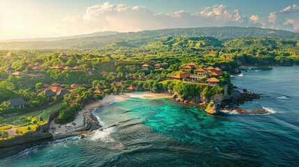 Sticker - Aerial view of beach and sea in Bali, Indonesia