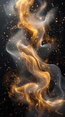 Wall Mural - white gold bokeh abstract and glowing smoke