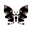 Two faces silhouette on white baclground butterfly shape 