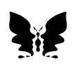 Two faces silhouette on white baclground butterfly shape 