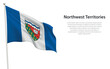 Isolated waving flag of Northwest Territories is a province Canada