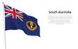 Isolated waving flag of South Australia is a state Australia