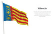 Isolated waving flag of Valencia is a community Spain