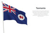 Isolated waving flag of Tasmania is a state Australia