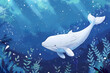 Majestic Beluga Whale Drifting in Ethereal Underwater Dreamscape