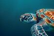 Majestic Sea Turtle Gliding Through Tranquil Underwater Seascape