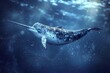 Majestic Narwhal Drifting Through Icy Arctic Seas in Solitary Splendor