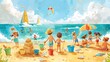Coastal Serenity: Children's Beach Day Fun