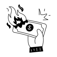 Poster - An editable doodle icon of money loss 