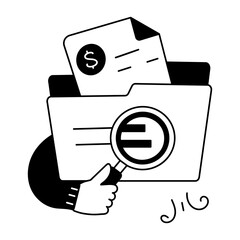 Poster - Modern doodle style icon depicting file search 