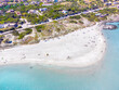 Aerial view of La Pelosa white sand beach in Sardinia
