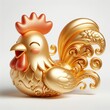 a 3d gold rooster with happy face, white background
