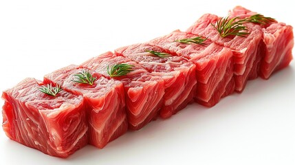 Wall Mural -   A slab of raw meat adorned with a rosemary sprig