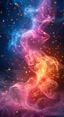 Wall Mural - abstract background with colorful smoke and stars