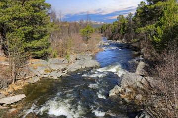 Wall Mural - Spring flood at the river Inna, Norway