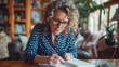 © EG - Woman diligently writing in notebook