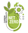 Net zero - CO2 neutral, abstract geometric emblem