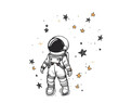 Illustration cute astronaut and stars isolated on white background