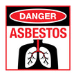 Danger Asbestos - sign with affected lungs