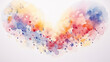 Heart-shaped flowers, spring background greeting card in watercolor style