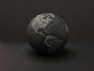 a black globe with the world map on it.