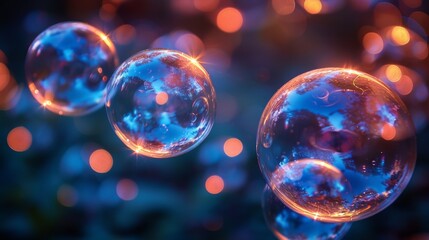Poster - Soap bubbles gracefully float in the air in this stock video, creating a whimsical and playful atmosphere
