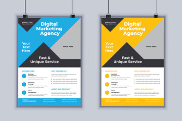 Digital Marketing Agency Corporate Flyer Design Vector Template
