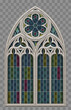 Gothic realistic cathedral window with stained glass