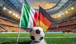German flag italy flag with football in a stadium for the European Championship
