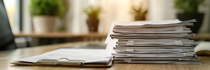 Poster - stack of papers documents office business