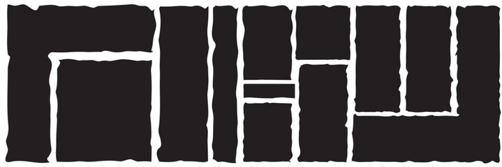 Wall Mural - Set of grunge jagged rectangle shape. Black torn paper sheet for sticker, collage, banner. Isolated on white background. Vector illustration. EPS 10
