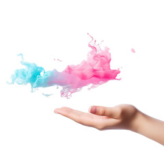 Wall Mural - A hand holding a colorful explosion of paint