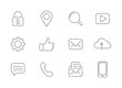 Set of icons for website - in thin separated line