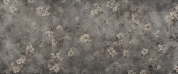 Sticker - old grunge anthracite gray grey vintage cement texture with floral seamless pattern print 