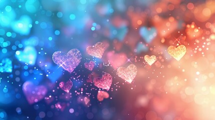 Aufkleber - Bright vibrant heart-shaped bokeh lights creating a colorful and festive background