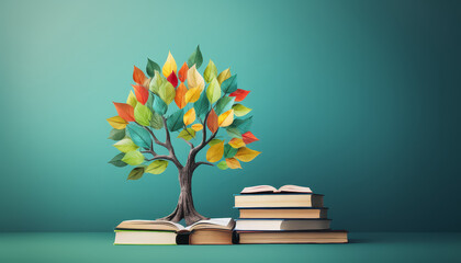 Wall Mural - A tree is growing out of an open book